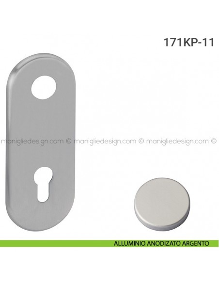 Placca per porta blindata foro yale distanza 85 mm 171KP Reguitti alluminio anodizzato argento