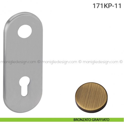 Placca per porta blindata foro yale distanza 85 mm 171KP Reguitti bronzato graffiato