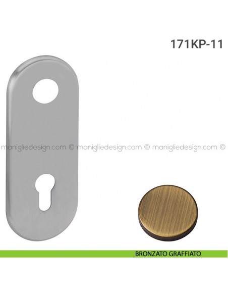 Placca per porta blindata foro yale distanza 85 mm 171KP Reguitti bronzato graffiato