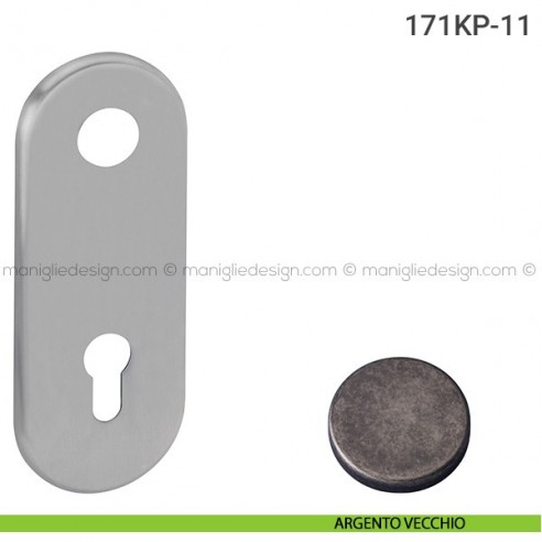 Placca per porta blindata foro yale distanza 85 mm 171KP Reguitti argento vecchio