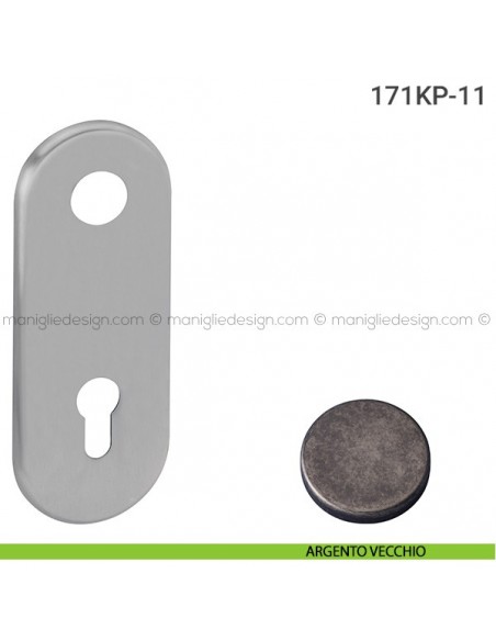 Placca per porta blindata foro yale distanza 85 mm 171KP Reguitti argento vecchio