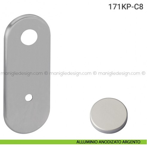 Placca per porta blindata foro codolo cilindro distanza 85 mm 171KP Reguitti alluminio anodizzato argento