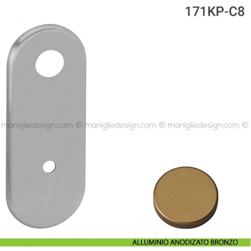 Placca per porta blindata foro codolo cilindro distanza 85 mm 171KP Reguitti alluminio anodizzato bronzo