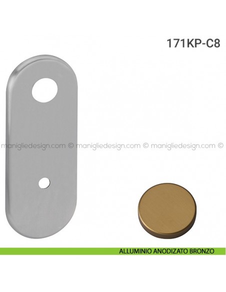 Placca per porta blindata foro codolo cilindro distanza 85 mm 171KP Reguitti alluminio anodizzato bronzo