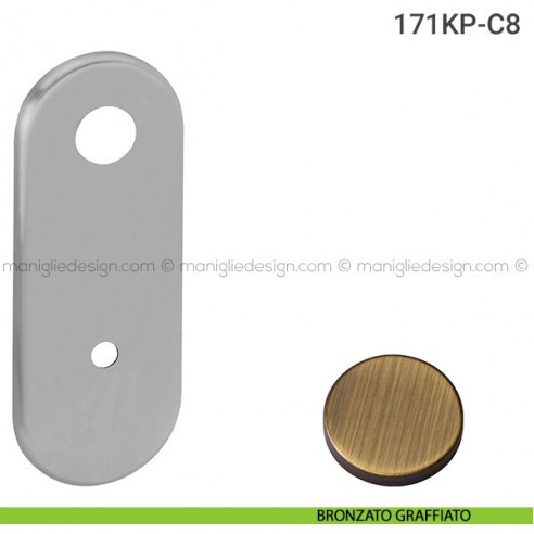 Placca per porta blindata foro codolo cilindro distanza 85 mm 171KP Reguitti bronzato graffiato