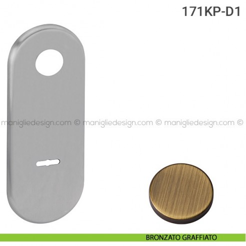 Placca per porta blindata doppia mappa distanza 85 mm 171KP Reguitti bronzato graffiato