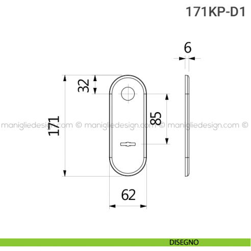 Placca per porta blindata doppia mappa distanza 85 mm 171KP Reguitti disegno