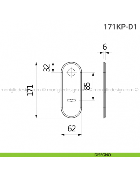 Placca per porta blindata doppia mappa distanza 85 mm 171KP Reguitti disegno