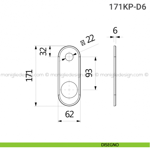 Placca per porta blindata per defender diametro 46 mm 171KP Reguitti disegno