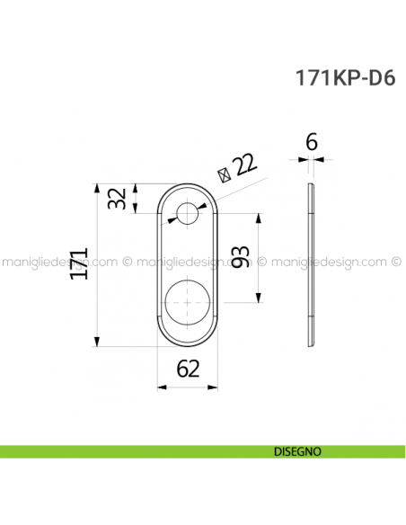Placca per porta blindata per defender diametro 46 mm 171KP Reguitti disegno