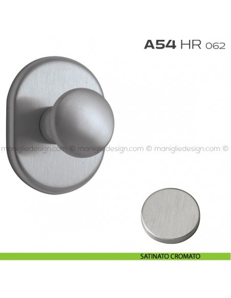 Pomolo girevole per porta con rosetta 62x82 mm A54HR Reguitti satinato cromato