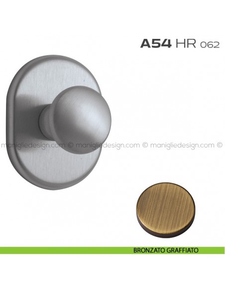 Pomolo girevole per porta con rosetta 62x82 mm A54HR Reguitti bronzato graffiato