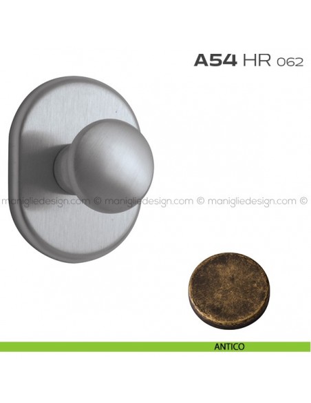 Pomolo girevole per porta con rosetta 62x82 mm A54HR Reguitti antico