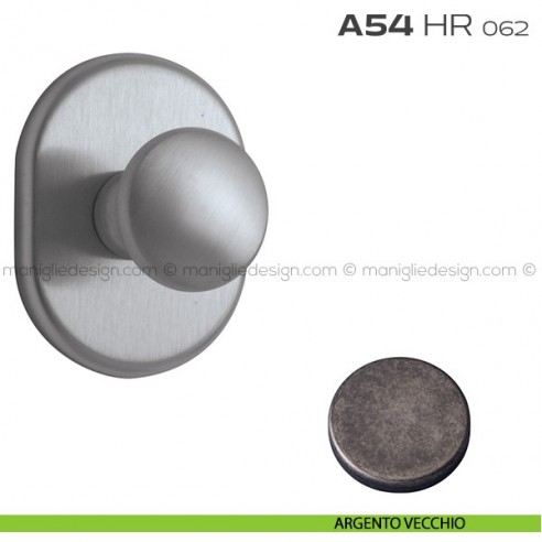 Pomolo girevole per porta con rosetta 62x82 mm A54HR Reguitti argento vecchio