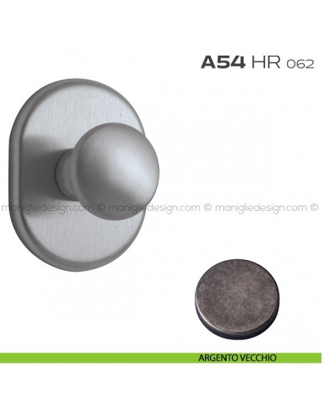 Pomolo girevole per porta con rosetta 62x82 mm A54HR Reguitti argento vecchio