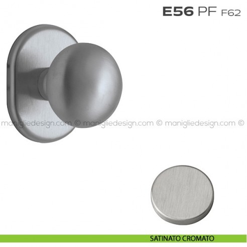 Pomolo fisso per porta Cosmo con rosetta 62x82 mm E56PF Reguitti satinato cromato