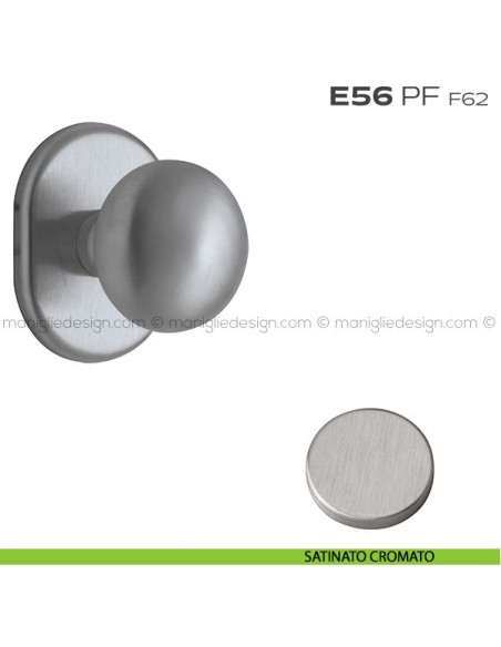 Pomolo fisso per porta Cosmo con rosetta 62x82 mm E56PF Reguitti satinato cromato