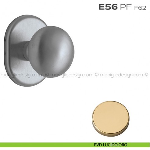 Pomolo fisso per porta Cosmo con rosetta 62x82 mm E56PF Reguitti PVD lucido oro