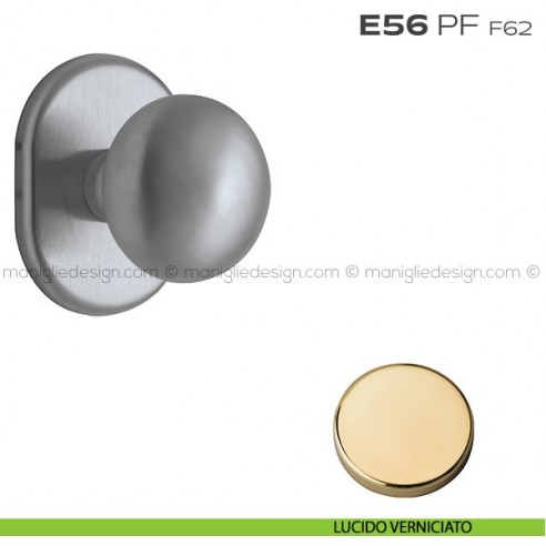 Pomolo fisso per porta Cosmo con rosetta 62x82 mm E56PF Reguitti lucido verniciato