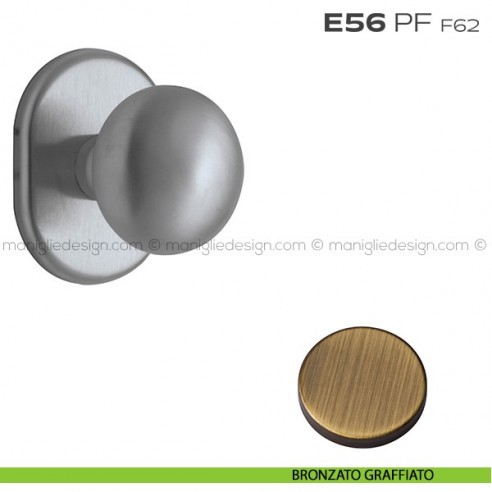 Pomolo fisso per porta Cosmo con rosetta 62x82 mm E56PF Reguitti bronzato graffiato
