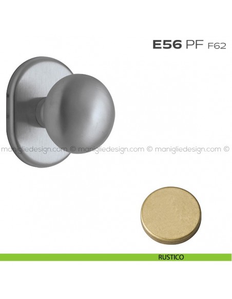 Pomolo fisso per porta Cosmo con rosetta 62x82 mm E56PF Reguitti rustico