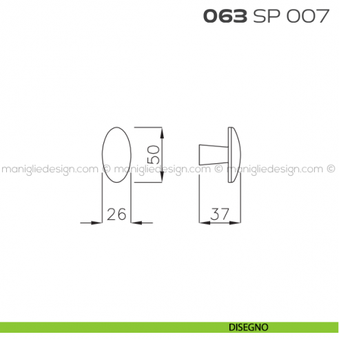 Segretino piccolo per porta con rosetta 27x67x7 mm 063SP007 Reguitti disegno