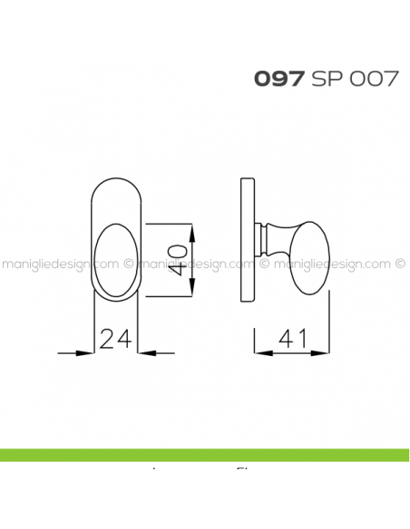 Segretino piccolo per porta con rosetta 27x67x7 mm 097SP007 Reguitti disegno