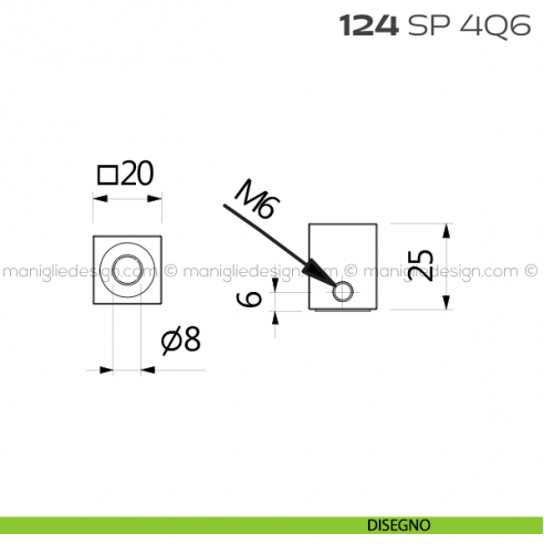 Segretino piccolo per porta con rosetta 45x45 mm 124SP4Q6 Reguitti disegno