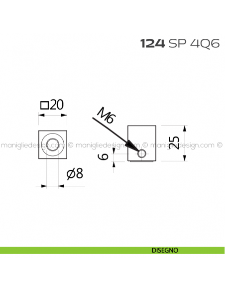 Segretino piccolo per porta con rosetta 45x45 mm 124SP4Q6 Reguitti disegno