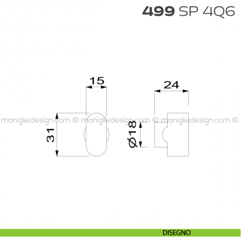 Segretino piccolo per porta con rosetta 45x45 mm 499SP4Q6 Reguitti disegno