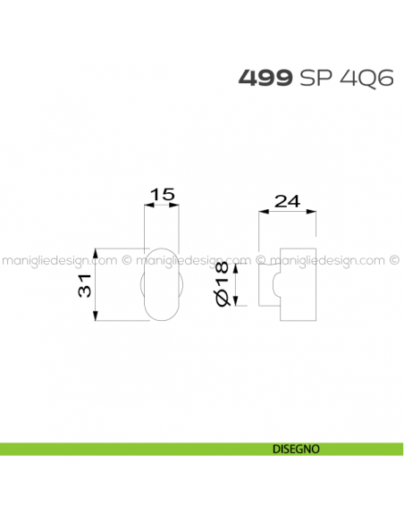 Segretino piccolo per porta con rosetta 45x45 mm 499SP4Q6 Reguitti disegno