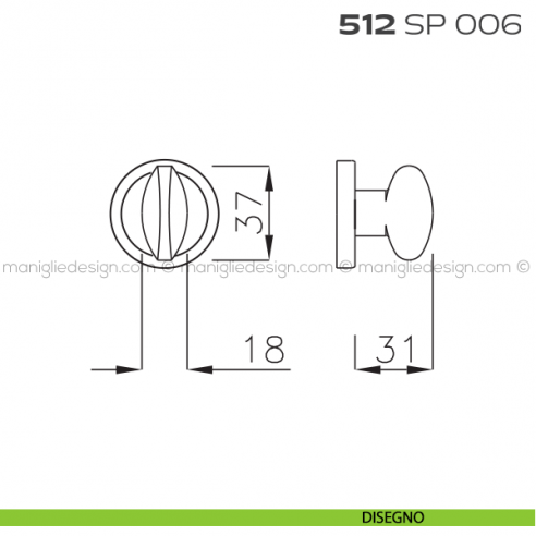 Segretino piccolo per porta con rosetta diametro 50 mm 512SP006 Reguitti disegno