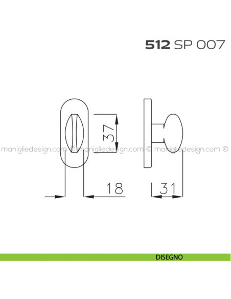 Segretino piccolo per porta con rosetta 27x67x7 mm 512SP007 Reguitti disegno