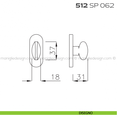 Segretino piccolo per porta con rosetta 62x82 mm 512SP062 Reguitti disegno