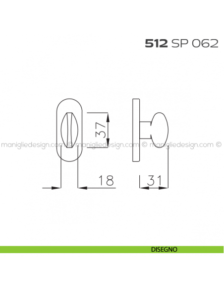 Segretino piccolo per porta con rosetta 62x82 mm 512SP062 Reguitti disegno
