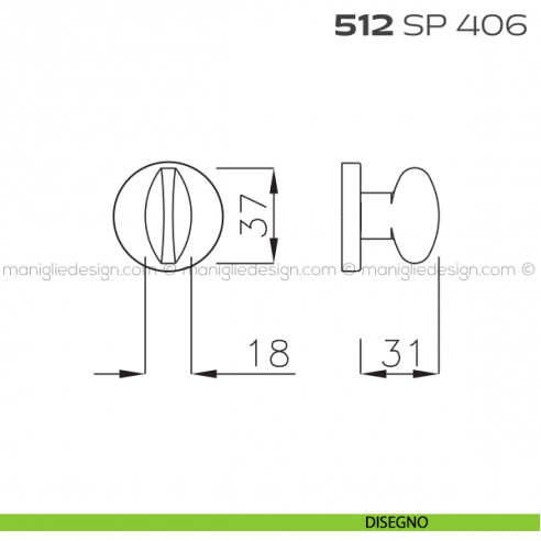 Segretino piccolo per porta con rosetta diametro 45 mm 512SP406 Reguitti disegno