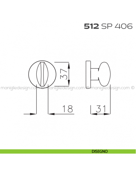 Segretino piccolo per porta con rosetta diametro 45 mm 512SP406 Reguitti disegno