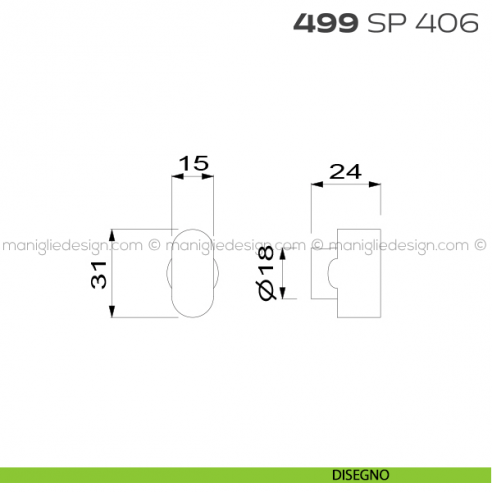 Segretino piccolo per porta con rosetta diametro 45 mm 499SP406 Reguitti disegno