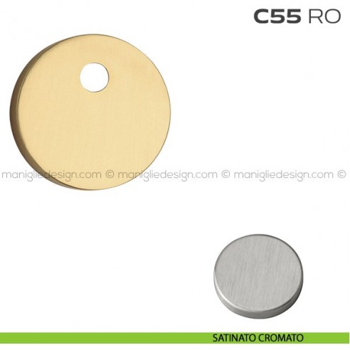 Bocchetta tonda con foro asse per cilindretti con codolo diametro 55 mm C55RO Reguitti satinato cromato