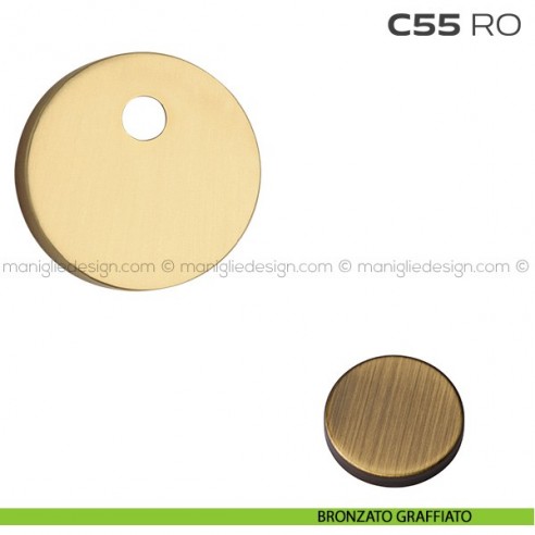 Bocchetta tonda con foro asse per cilindretti con codolo diametro 55 mm C55RO Reguitti bronzato graffiato