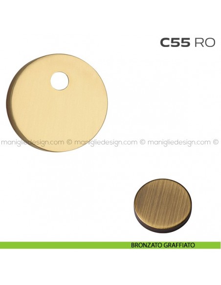 Bocchetta tonda con foro asse per cilindretti con codolo diametro 55 mm C55RO Reguitti bronzato graffiato