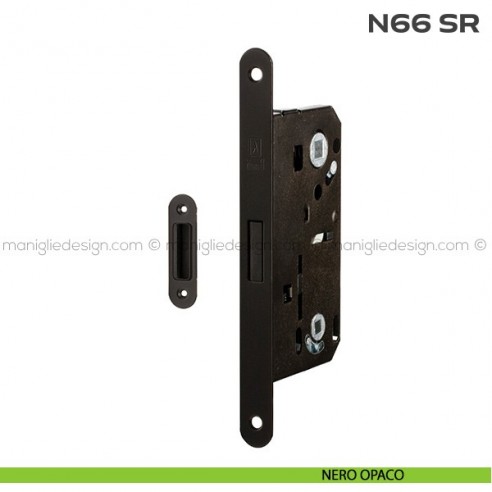 Serratura magnetica WC entrata 50 mm N66 SR Reguitti nero opaco RAL 9005