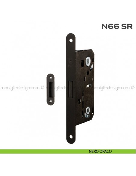 Serratura magnetica WC entrata 50 mm N66 SR Reguitti nero opaco RAL 9005