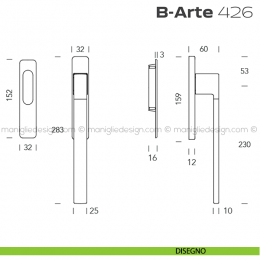 Maniglione per alzante scorrevole 426 B-Arte singolo 2