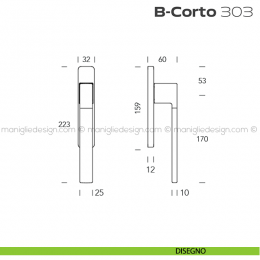 Maniglione per alzante scorrevole 303 B-Corto Reguitti accoppiato 2