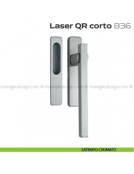 Maniglione ribassato per alzante scorrevole QR B36 Laser Corto singolo satinato cromato