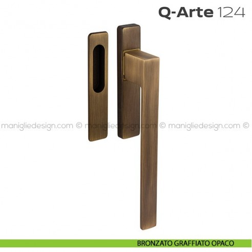 Maniglione per alzante scorrevole 124 Q-Arte singolo bronzato graffiato opaco