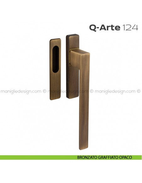 Maniglione per alzante scorrevole 124 Q-Arte singolo bronzato graffiato opaco