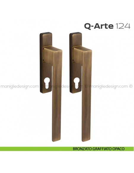 Maniglione per alzante scorrevole 124 Q-Arte Reguitti accoppiato bronzato graffiato opaco