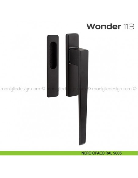 Maniglione per alzante scorrevole 113 Wonder singolo nero opaco RAL 9005